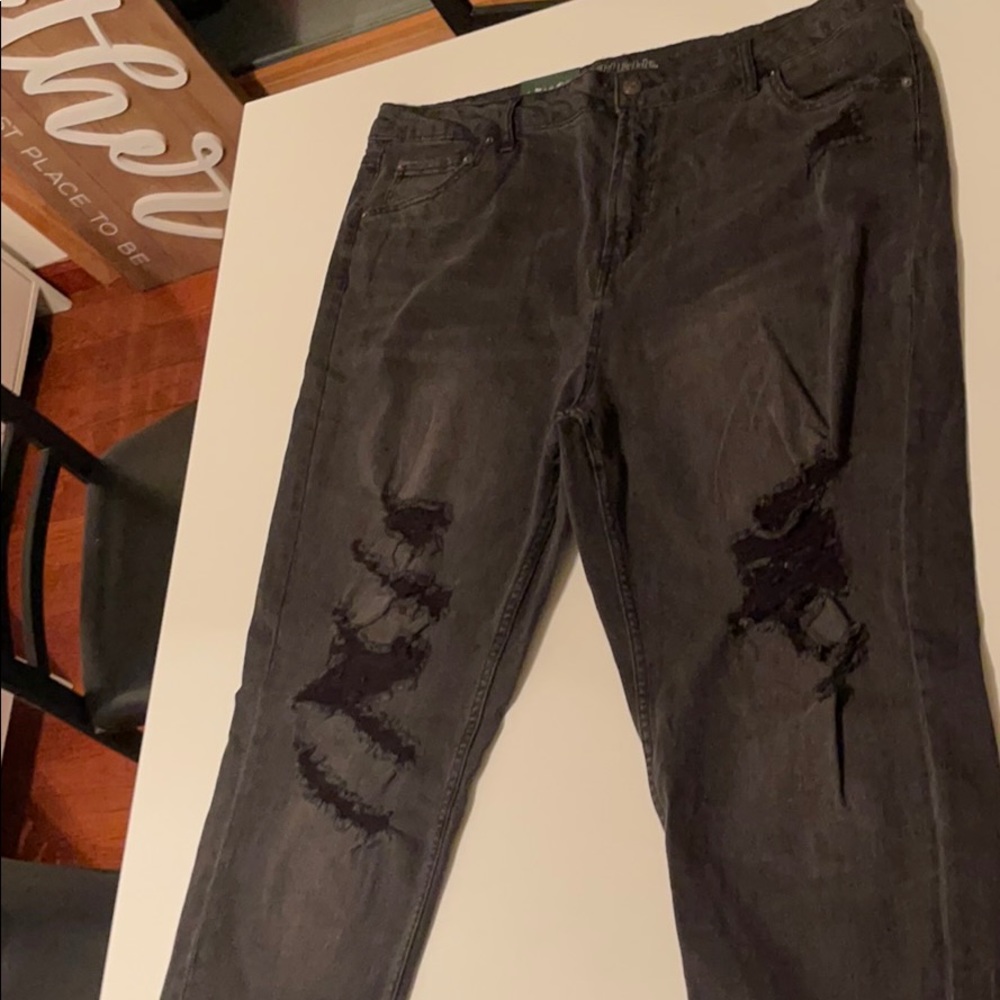 Distressed mom jeans